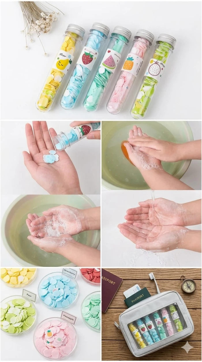 Portable Fruit-Scented Petal Soap Sheets in Test Tubes