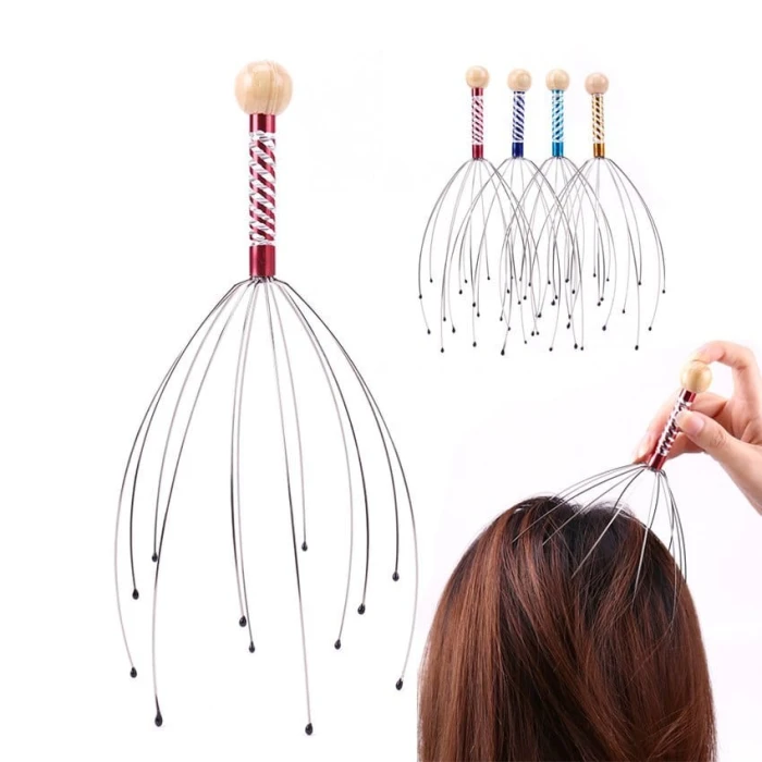 Stainless Steel Octopus Scalp Hair Stimulator Stress Relief Relax Head Massager - SILVER