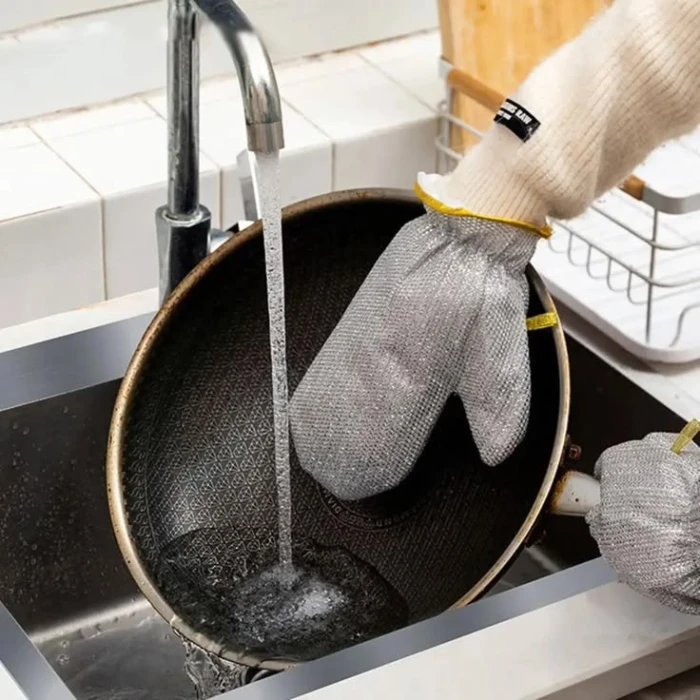 Household Cleaning Gloves - Non-Scratch Metal Wire for Dishwashing Tasks 2 PCS