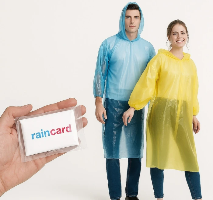 wallet rain coat, pocket rain coat, rain card Unisex Plain Rain Card, Size: Free Size one time use type product an emergency rain coat