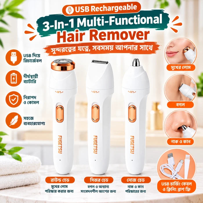 Fugetsu USB 3-In-1 Multi-Functional Hair Remover